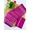 Generic Women's Cotton Printed Saree With Unstitched Blouse 5.5Mtr (Pink)