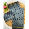 Generic Women's Cotton Printed Saree With Unstitched Blouse 5.5Mtr (Grey)