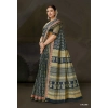 Generic Women's Cotton Printed Saree With Unstitched Blouse 5.5Mtr (Blue)