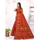 Generic Women's Cotton Printed Saree With Unstitched Blouse 5.5Mtr (Red)