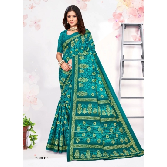 Generic Women's Cotton Printed Saree With Unstitched Blouse 5.5Mtr (Sky Blue) Generic Women's Cotton Printed Saree With Unstitched Blouse 5.5Mtr (Sky Blue)