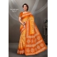 Generic Women's Cotton Printed Saree With Unstitched Blouse 5.5Mtr (Orange)