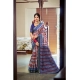 Generic Women's Cotton Printed Saree With Unstitched Blouse 5.5Mtr (Blue)