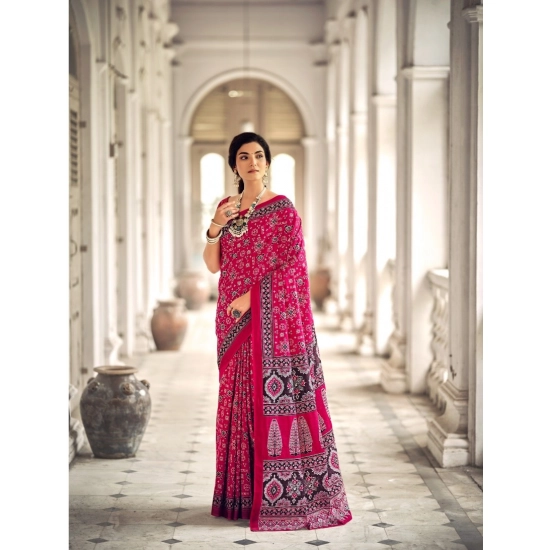 Generic Women's Cotton Printed Saree With Unstitched Blouse 5.5Mtr (Pink) Generic Women's Cotton Printed Saree With Unstitched Blouse 5.5Mtr (Pink)