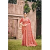 Generic Women's Cotton Printed Saree With Unstitched Blouse 5.5Mtr (Peach)