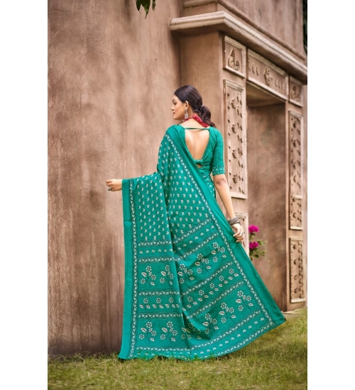 Generic Women's Cotton Printed Saree With Unstitched Blouse 5.5Mtr (Green) Generic Women's Cotton Printed Saree With Unstitched Blouse 5.5Mtr (Green)