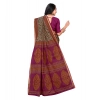 Generic Women's Cotton Printed Saree With Unstitched Blouse 5.5Mtr (Purple)
