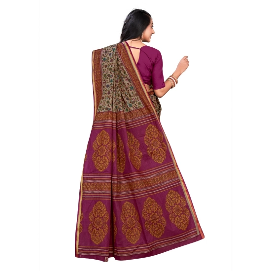Generic Women's Cotton Printed Saree With Unstitched Blouse 5.5Mtr (Purple) Generic Women's Cotton Printed Saree With Unstitched Blouse 5.5Mtr (Purple)