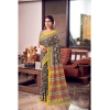 Generic Women's Cotton Printed Saree With Unstitched Blouse 5.5Mtr (Yellow)