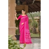 Generic Women's Cotton Printed Saree With Unstitched Blouse 5.5Mtr (Pink)