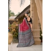Generic Women's Cotton Printed Saree With Unstitched Blouse 5.5Mtr (Red)