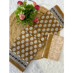 Generic Women's Cotton Printed Saree With Unstitched Blouse 5.5Mtr (Mehendi Green)