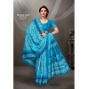 Generic Women's Cotton Printed Saree With Unstitched Blouse 5.5Mtr (Sky Blue)