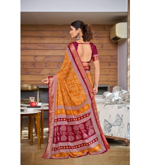 Generic Women's Cotton Printed Saree With Unstitched Blouse 5.5Mtr (Mustard) Generic Women's Cotton Printed Saree With Unstitched Blouse 5.5Mtr (Mustard)