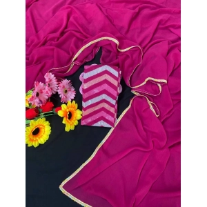 Generic Women's Fox Georgette  Solid Saree With Unstitched Blouse 5.5Mtr (Pink)