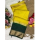 Generic Women's Khadi Cotton  Solid Saree With Unstitched Blouse 5.5Mtr (Yellow)
