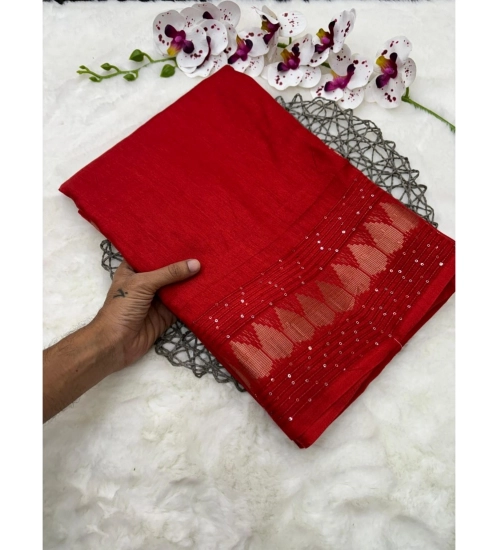 Generic Women's Benny Crape Printed Saree With Unstitched Blouse 5.5Mtr (Red)