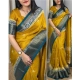 Generic Women's Cotton Silk Printed Saree With Unstitched Blouse 5.5Mtr (Mustard)
