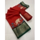 Generic Women's Dola Silk Printed Saree With Unstitched Blouse 5.5Mtr (Red)
