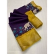 Generic Women's Dola Silk Printed Saree With Unstitched Blouse 5.5Mtr (Purple)