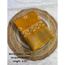 Generic Women's Benny Crape Printed Saree With Unstitched Blouse 5.5Mtr (Mustard)