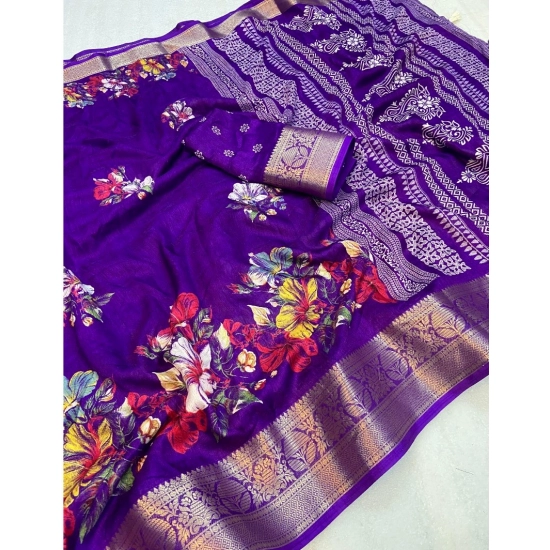 Generic Women's Jacquard Printed Saree With Unstitched Blouse 5.5Mtr (Purple) Generic Women's Jacquard Printed Saree With Unstitched Blouse 5.5Mtr (Purple)