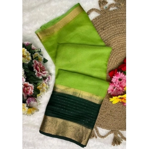 Generic Women's Khadi Cotton  Solid Saree With Unstitched Blouse 5.5Mtr (Green)