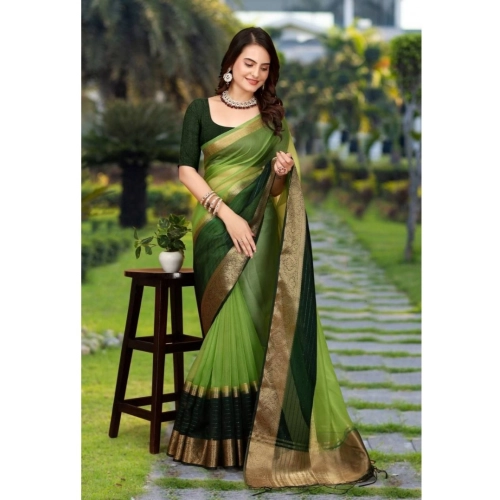 Women's Khadi Cotton Solid Saree With Unstitched Blouse 5.5Mtr (Green) Women's Khadi Cotton Solid Saree With Unstitched Blouse 5.5Mtr (Green)