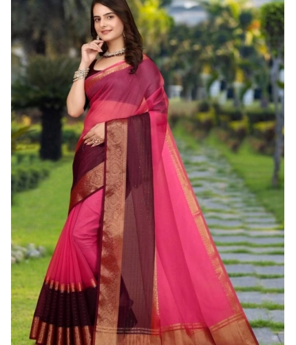 Generic Women's Khadi Cotton Solid Saree With Unstitched Blouse 5.5Mtr (Pink) Generic Women's Khadi Cotton Solid Saree With Unstitched Blouse 5.5Mtr (Pink)
