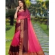 Generic Women's Khadi Cotton  Solid Saree With Unstitched Blouse 5.5Mtr (Pink)
