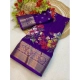 Generic Women's Jacquard Printed Saree With Unstitched Blouse 5.5Mtr (Purple)
