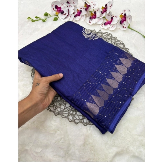 Generic Women's Benny Crape Printed Saree With Unstitched Blouse 5.5Mtr (Blue)