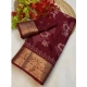 Generic Women's Jacquard Printed Saree With Unstitched Blouse 5.5Mtr (Maroon)