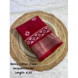 Generic Women's Benny Crape Printed Saree With Unstitched Blouse 5.5Mtr (Red)