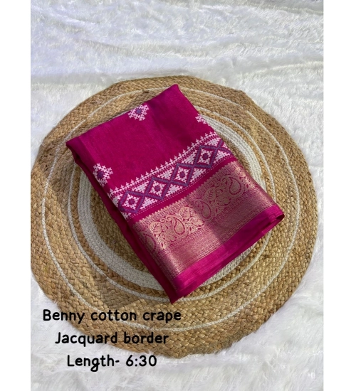 Generic Women's Benny Crape Printed Saree With Unstitched Blouse 5.5Mtr (Wine)