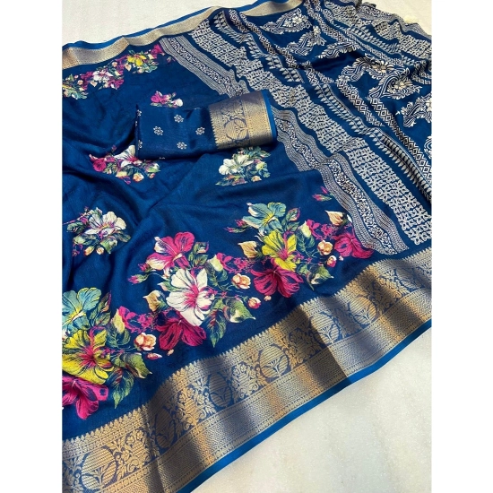 Generic Women's Jacquard Printed Saree With Unstitched Blouse 5.5Mtr (Blue) Generic Women's Jacquard Printed Saree With Unstitched Blouse 5.5Mtr (Blue)