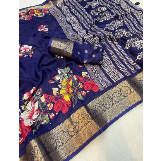 Generic Women's Jacquard Printed Saree With Unstitched Blouse 5.5Mtr (Navy Blue) Generic Women's Jacquard Printed Saree With Unstitched Blouse 5.5Mtr (Navy Blue)