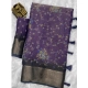 Generic Women's Cotton Zari Printed Saree With Unstitched Blouse 5.5Mtr (Purple)