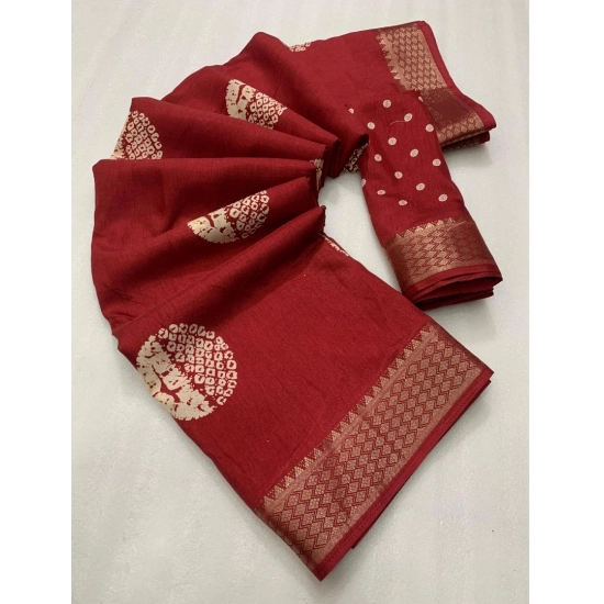 Generic Women's Cotton Crape Printed Saree With Unstitched Blouse 5.5Mtr (Red) Generic Women's Cotton Crape Printed Saree With Unstitched Blouse 5.5Mtr (Red)