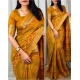 Generic Women's Dola Silk Printed Saree With Unstitched Blouse 5.5Mtr (Yellow)