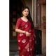 Generic Women's Cotton Crape Printed Saree With Unstitched Blouse 5.5Mtr (Red)