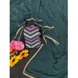 Generic Women's Fox Georgette  Solid Saree With Unstitched Blouse 5.5Mtr (Green)