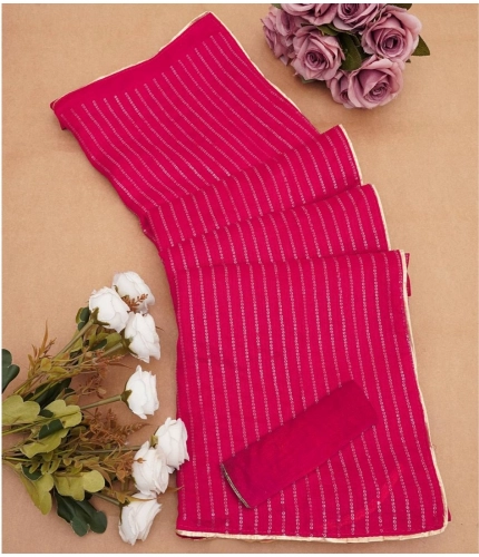 Generic Women's Vichitra Silk Striped Saree With Unstitched Blouse 5.5Mtr (Pink) Generic Women's Vichitra Silk Striped Saree With Unstitched Blouse 5.5Mtr (Pink)