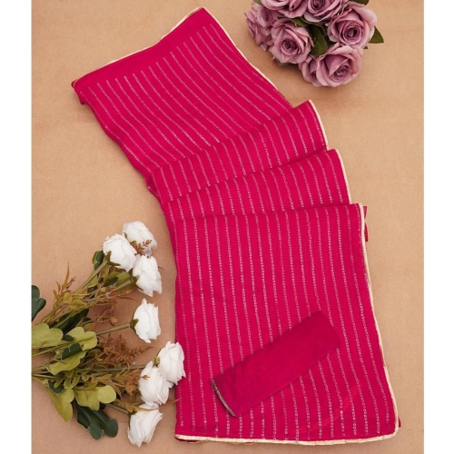 Women's Vichitra Silk Striped Saree With Unstitched Blouse 5.5Mtr (Pink) Women's Vichitra Silk Striped Saree With Unstitched Blouse 5.5Mtr (Pink)