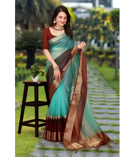 Generic Women's Khadi Cotton Solid Saree With Unstitched Blouse 5.5Mtr (Sky Blue) Generic Women's Khadi Cotton Solid Saree With Unstitched Blouse 5.5Mtr (Sky Blue)