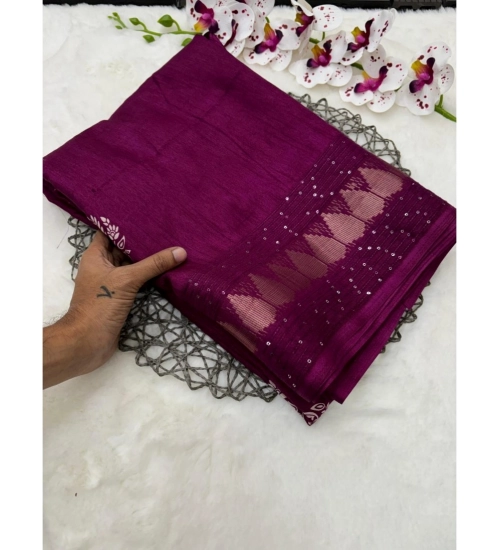 Generic Women's Benny Crape Printed Saree With Unstitched Blouse 5.5Mtr (Wine)