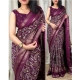 Generic Women's Denting Cotton Printed Saree With Unstitched Blouse 5.5Mtr (Wine)