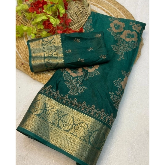 Generic Women's Jacquard Printed Saree With Unstitched Blouse 5.5Mtr (Green) Generic Women's Jacquard Printed Saree With Unstitched Blouse 5.5Mtr (Green)