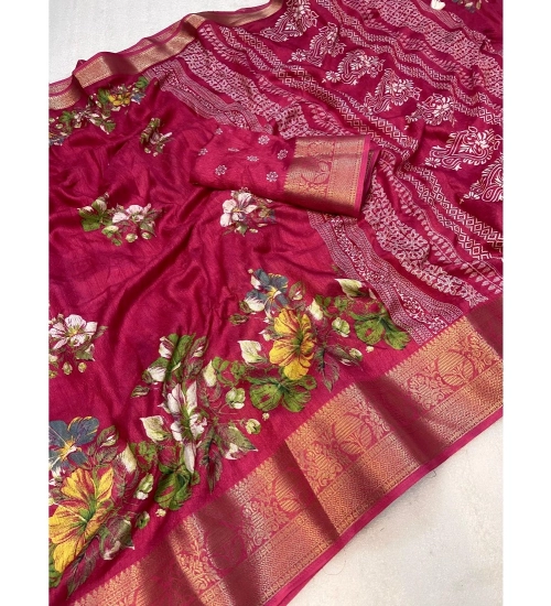 Generic Women's Jacquard Printed Saree With Unstitched Blouse 5.5Mtr (Pink) Generic Women's Jacquard Printed Saree With Unstitched Blouse 5.5Mtr (Pink)