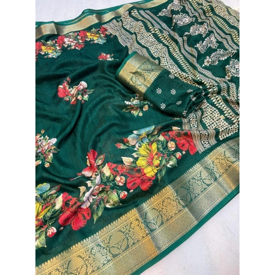 Generic Women's Jacquard Printed Saree With Unstitched Blouse 5.5Mtr (Green) Generic Women's Jacquard Printed Saree With Unstitched Blouse 5.5Mtr (Green)